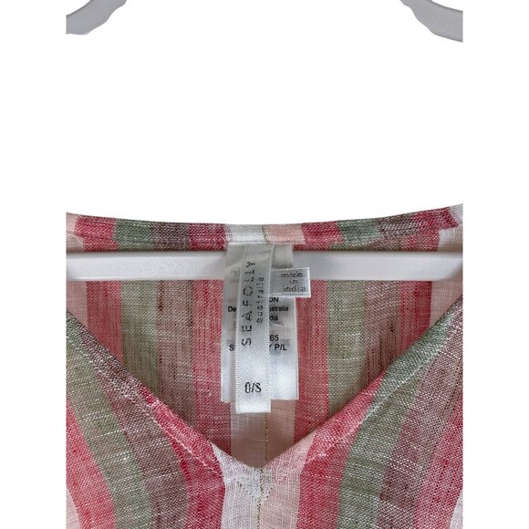 Seagull Striped V-Neck Tassel Hem Beach Cover-Up Poncho Kaftan Vacation One Size - Picture 6 of 10